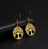 Boucles d'oreilles Arbre de Vie en acier inoxydable 316L