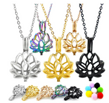 Pendentif Diffuseur d'huiles essentielles Fleur de Lotus en acier inoxydable 316L