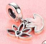 Pendentif Fleur de Lotus et Quartz en Argent Sterling 925