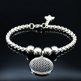 Bracelet réglable Fleur de vie/Lotus/Om.. en Acier Inoxydable 316L