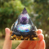 Pyramide Orgonite Améthyste Reiki 60mm faite main