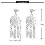 Boucles d'oreilles attrape-rêves en acier inoxydable 316L