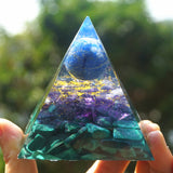 Pyramide Orgonite Lapis Lazuli Reiki 60mm faite main