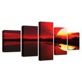 Tableau Soleil Couchant Feng shui dominante Rouge