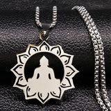 Pendentif Bouddha Fleur de Lotus en acier inoxydable, 316L