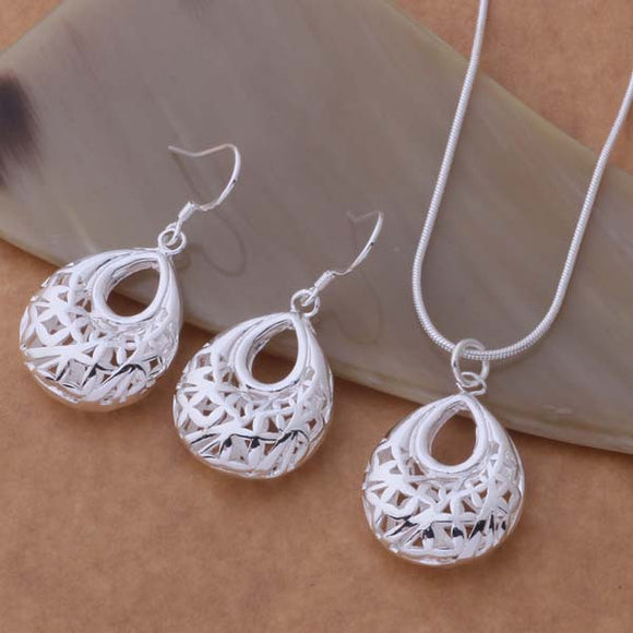 Parure Boucles d'oreilles + Collier en Argent Sterling 925