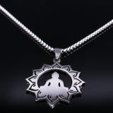 Pendentif Bouddha Fleur de Lotus en acier inoxydable, 316L