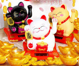 Chat Maneki Neko porte bonheur bras mobile - Alimentation Solaire