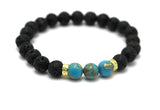 Bracelet en Pierre de Lave Naturelle et perles Turquoise