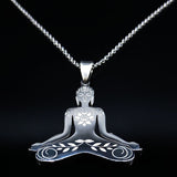 Collier pendentif Boudha en acier inoxydable 316L