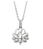 Pendentif Diffuseur d'huiles essentielles Fleur de Lotus en acier inoxydable 316L