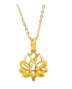 Pendentif Diffuseur d'huiles essentielles Fleur de Lotus en acier inoxydable 316L